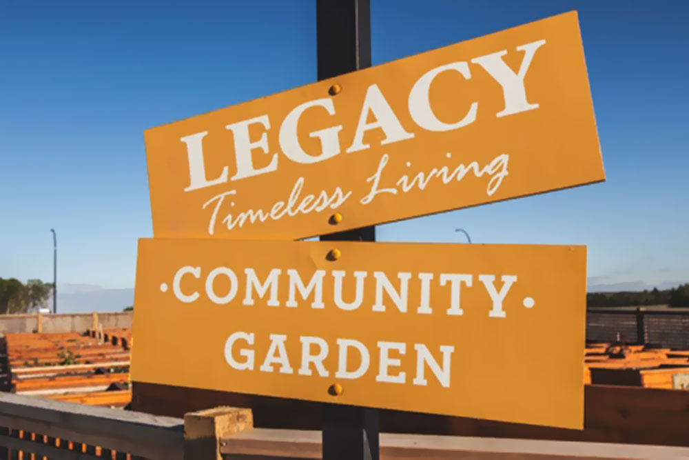 A sign for the Southeast Calgary community of Legacy