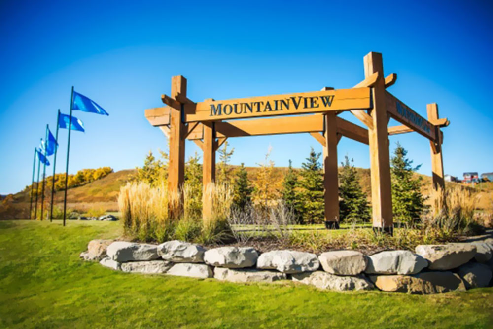 A wooden pergola in the new Okotoks community of Mountainview