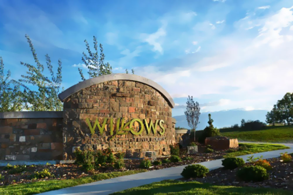 The entry sign in the new Cochrane community called The Willows