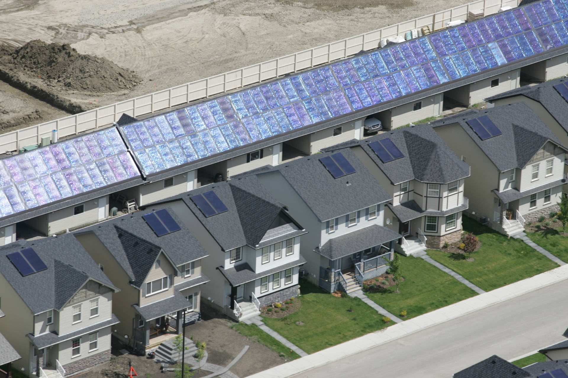 Solar Energy used on the roofs of home in Drake Landing Okotoks