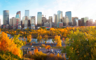 The city of Calgary skyline in fall